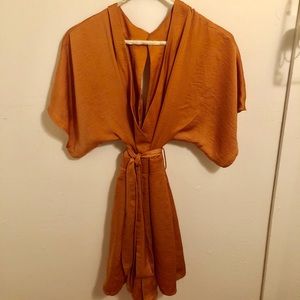 Wrap-style romper with tie